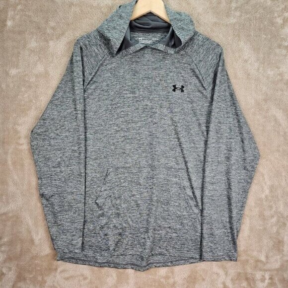 Under Armour Hoodie Gray Salt Pepper Sweatshirt Long Sleeve Hooded Mens Size L - Picture 1 of 10